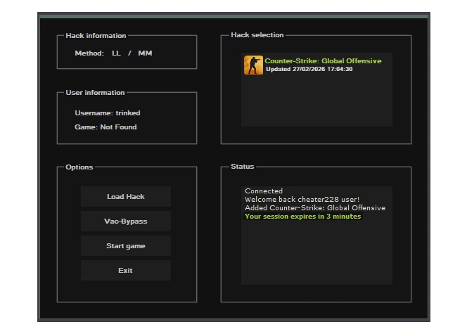 skeet injector software interface